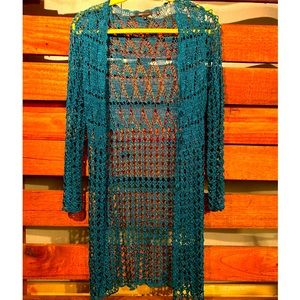 Emerald Lurex Crochet Duster